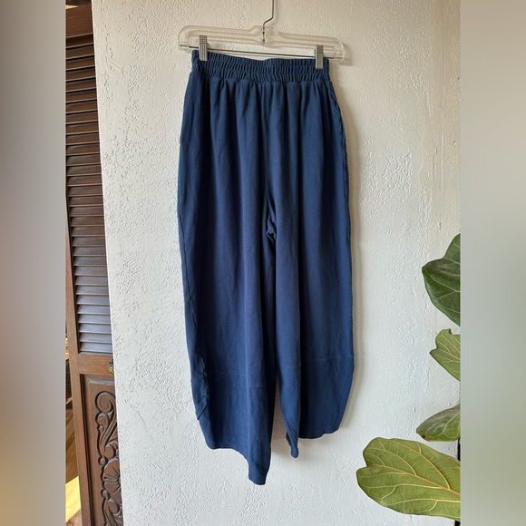 Free People Beach Leo Wide Leg Cotton Culotte Pants Blue XS - Picture 8 of 11
